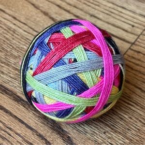 Yarn Wool Blend Fingering Weight Self Striping Sock Pink Green Black Knitting